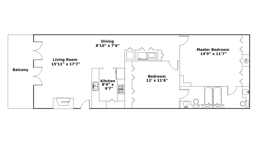 1546 Main St Unit 201 , Columbia SC 29201 - Interactive FLoor Plan